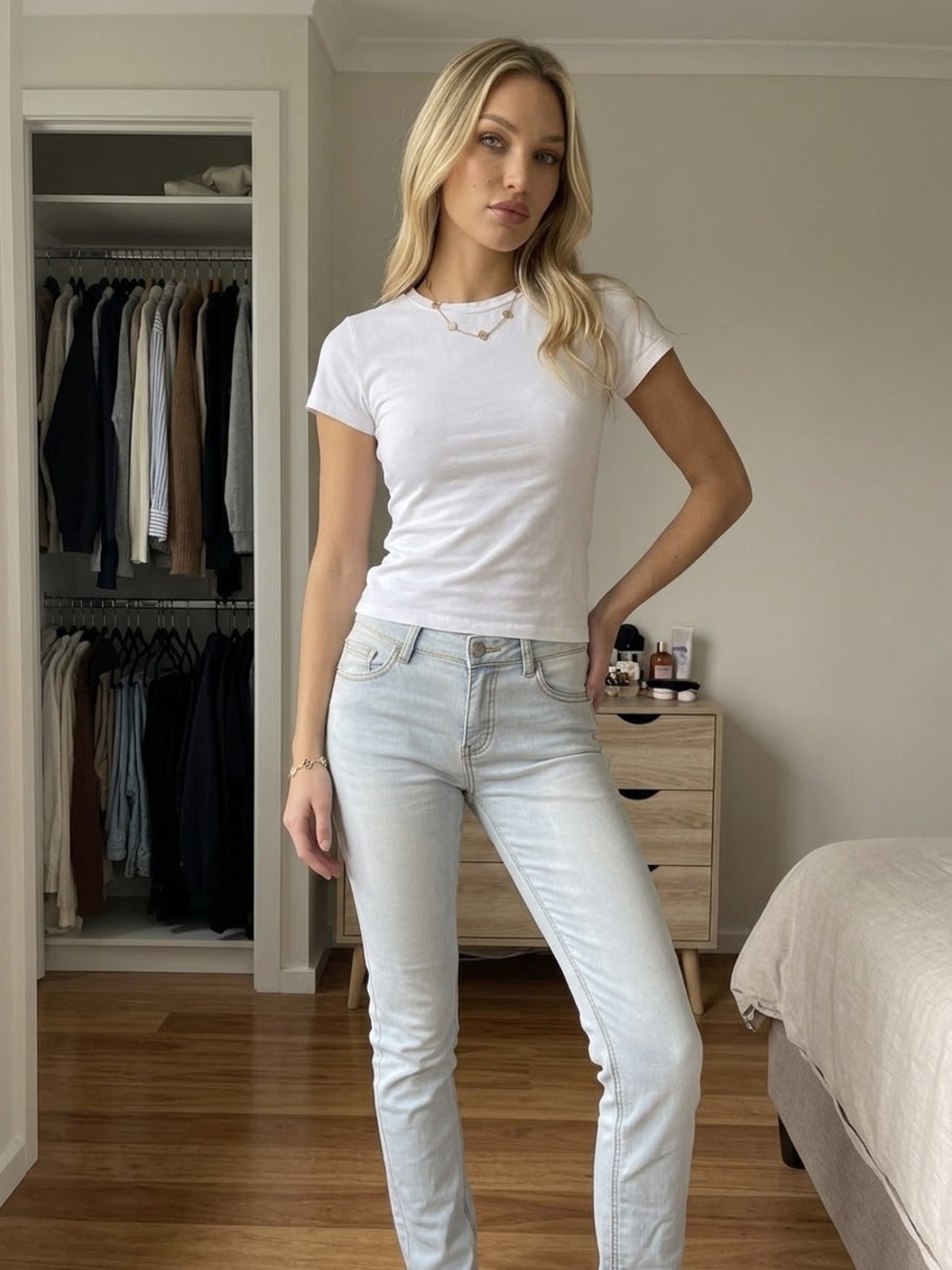 Women's Skinny High-Rise Jeans in Light Blue Wash